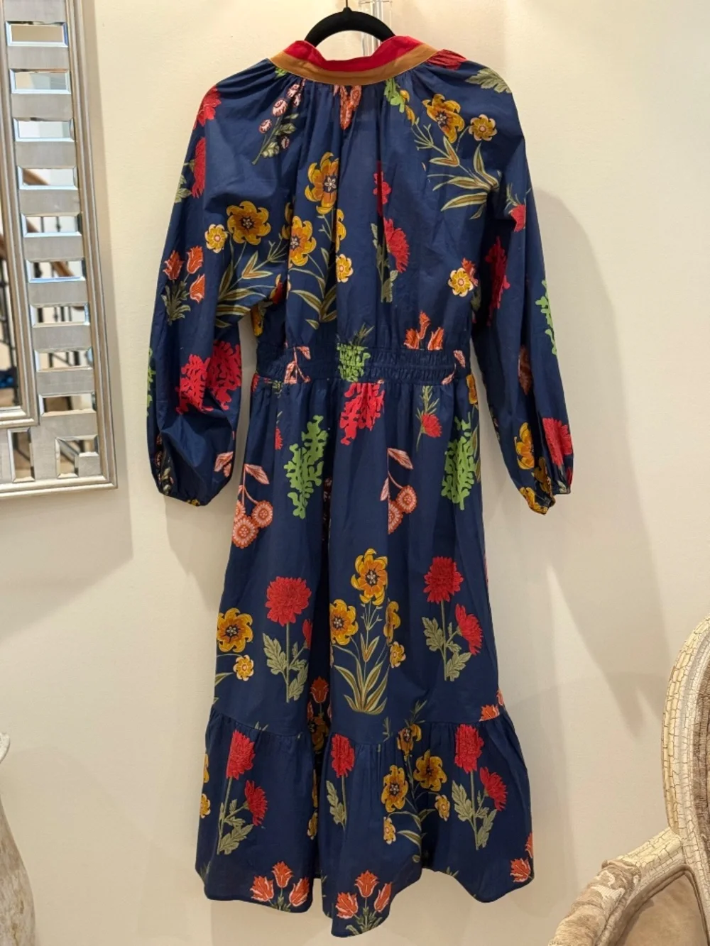 Umgee Floral Maxi Dress NWT, Size Medium, Navy Boho Long Sleeve - Picture 2 of 6
